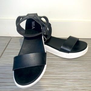 Black leather MIA platform sandals